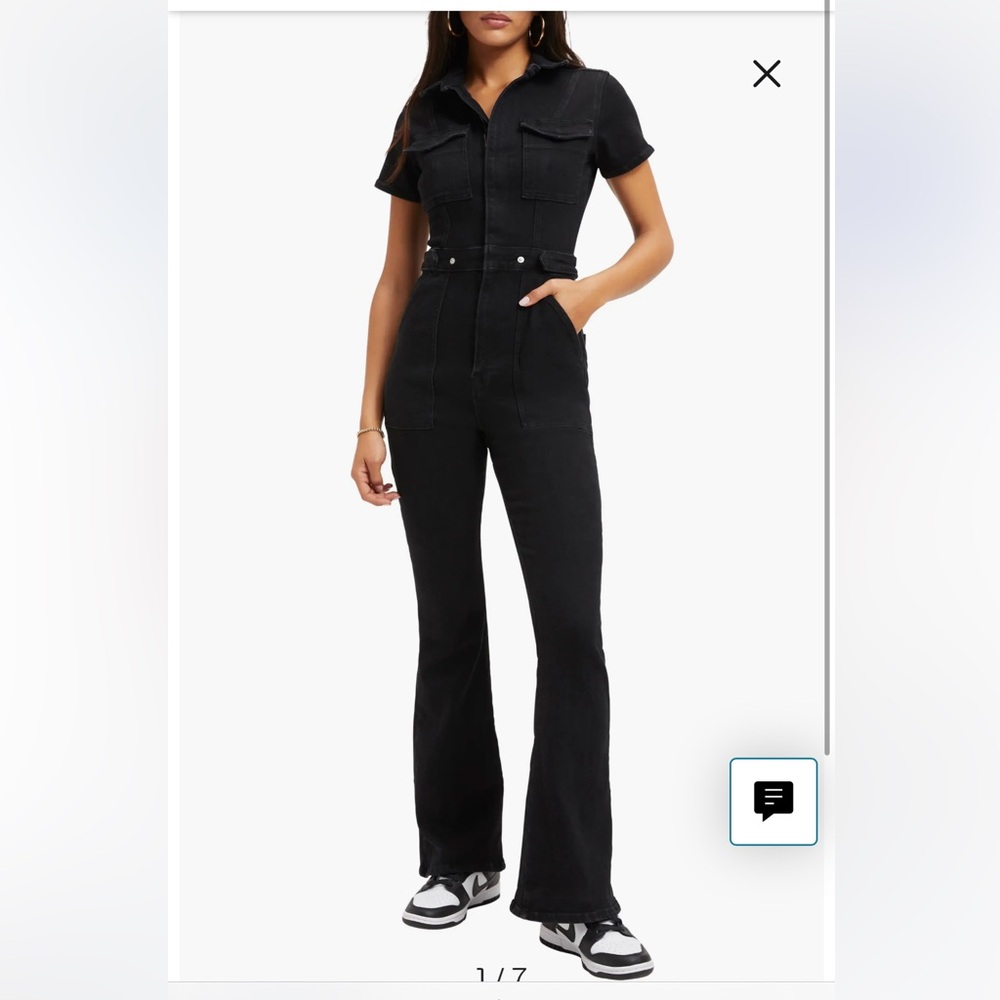Good American Black Flare Jumpsuit